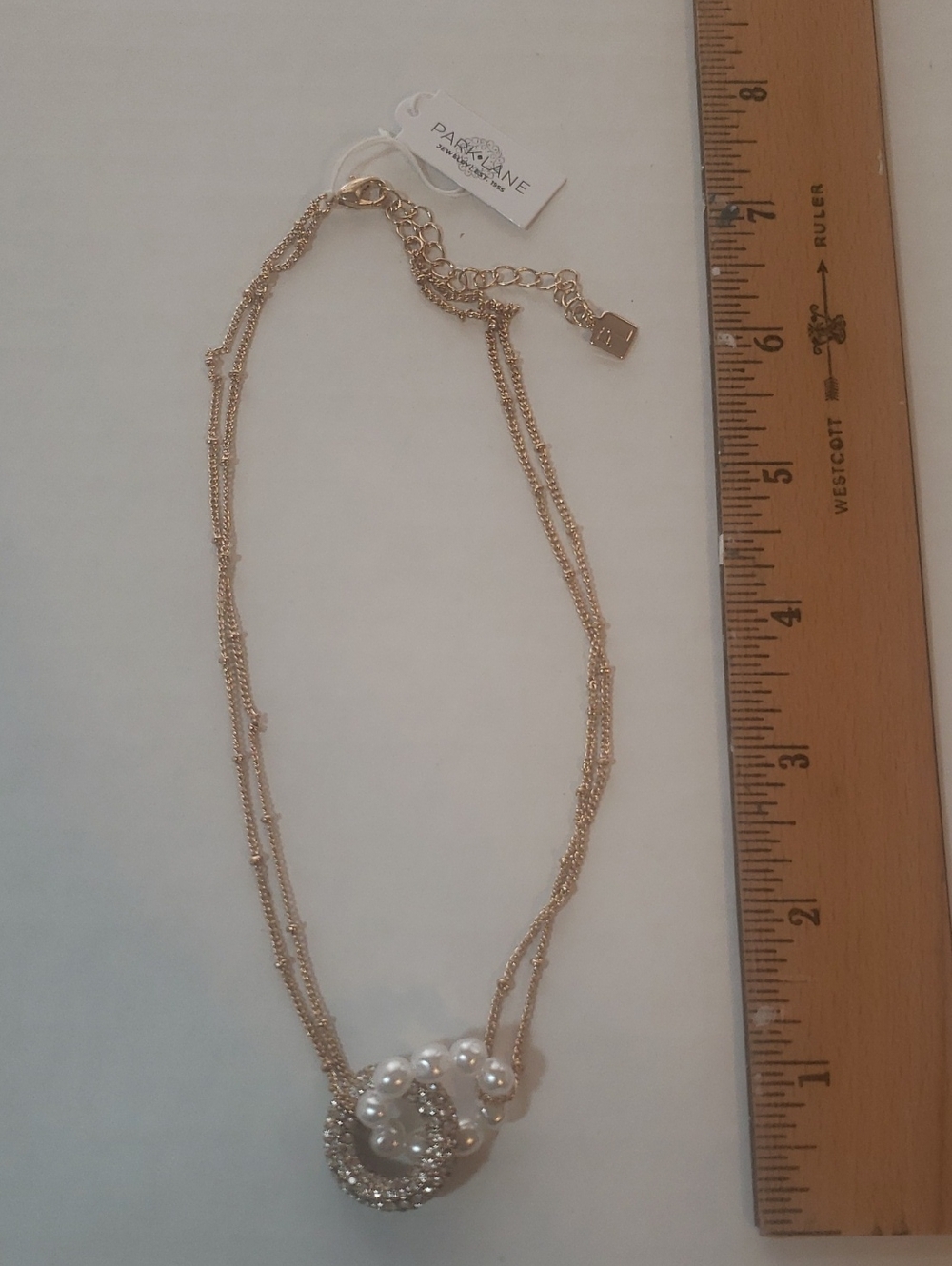 Park Lane Lucy Gold-Tone Layered Necklace with Pearl & Crystal Cluster